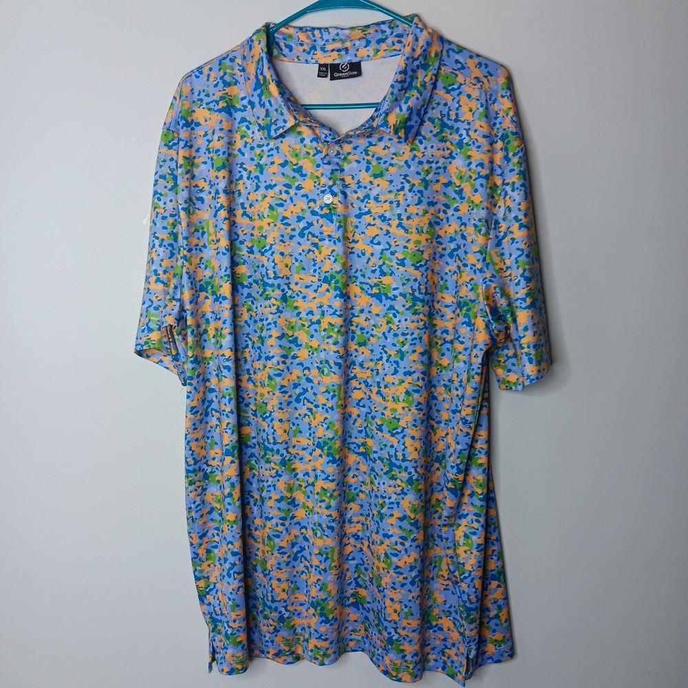Greenside Golf Polo Shirt Mens Size XXL Multicolor Optical Camo Athletic Stretch
